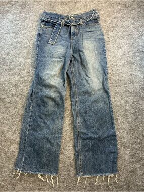 Deal High Rise Belted Denim Straight Leg Size Small